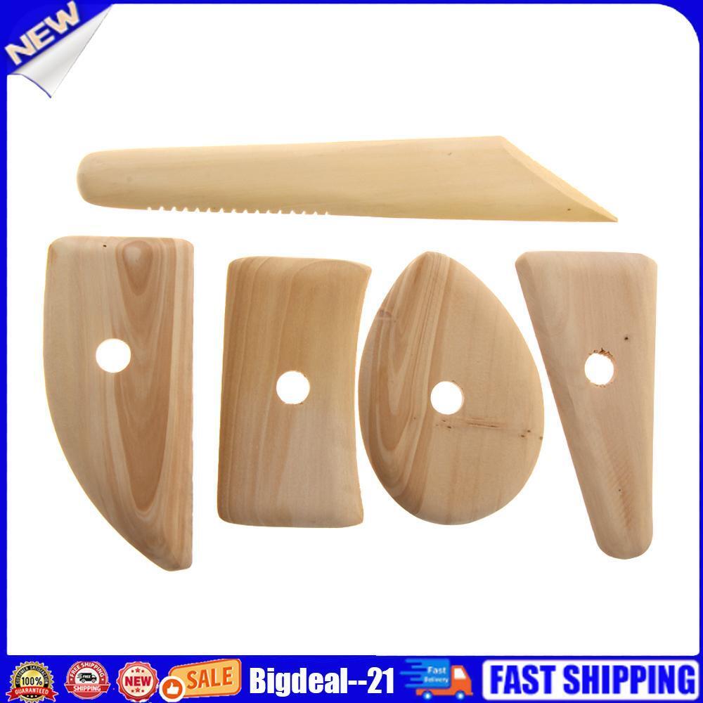 5pcs Wood Pottery Clay Sculpture Ceramics Molding Tool Potters Rib