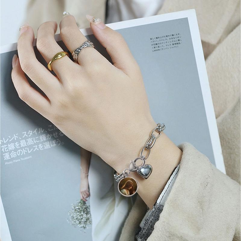 Trendy Sublimation Heat Transfer Medallion Anklet Bracelet for Valentine's Day