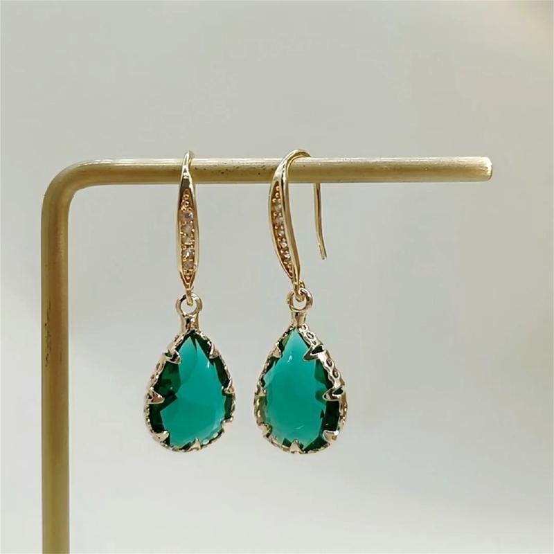 Birthstone Dangle Earrings Tourmaline Pendant Zircon Earring for Women Valentine
