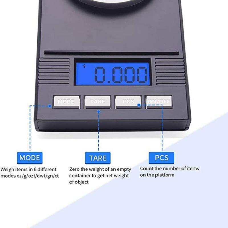 Digital Milligram Scale 50g/ 0.001g Portable Jewelry Scale LCD Backlit Tare