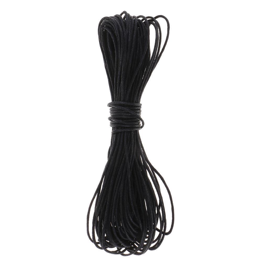 30M Waxed Cotton Cord Necklace Beads String for DIY Jewelry Making Black 1mm
