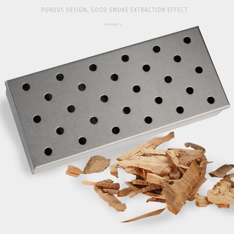 Smoker Box for Wood Chips Stainless Steel BBQ Wood Pellet Grill Smoke Generator