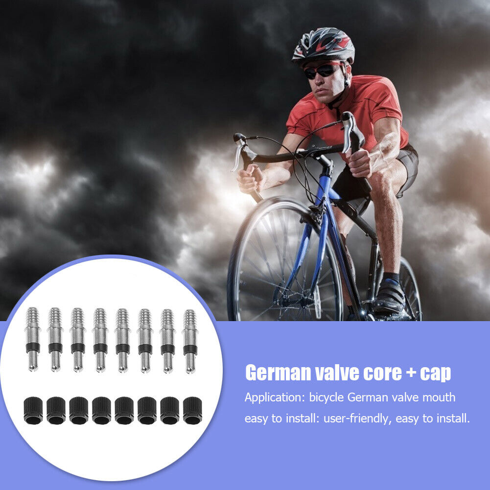 8pcs EP2 German Valve Cores with Caps for Bike Inner Tube Replacement Parts