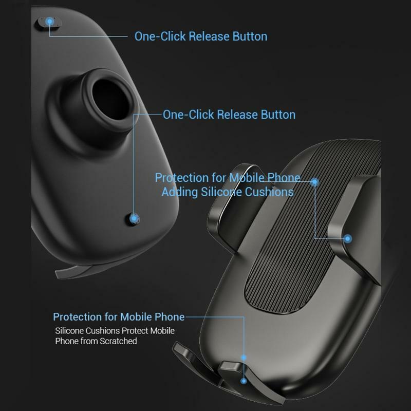 Black Durable Suction Cup Car Phone Holder Compatible with Smart Phone