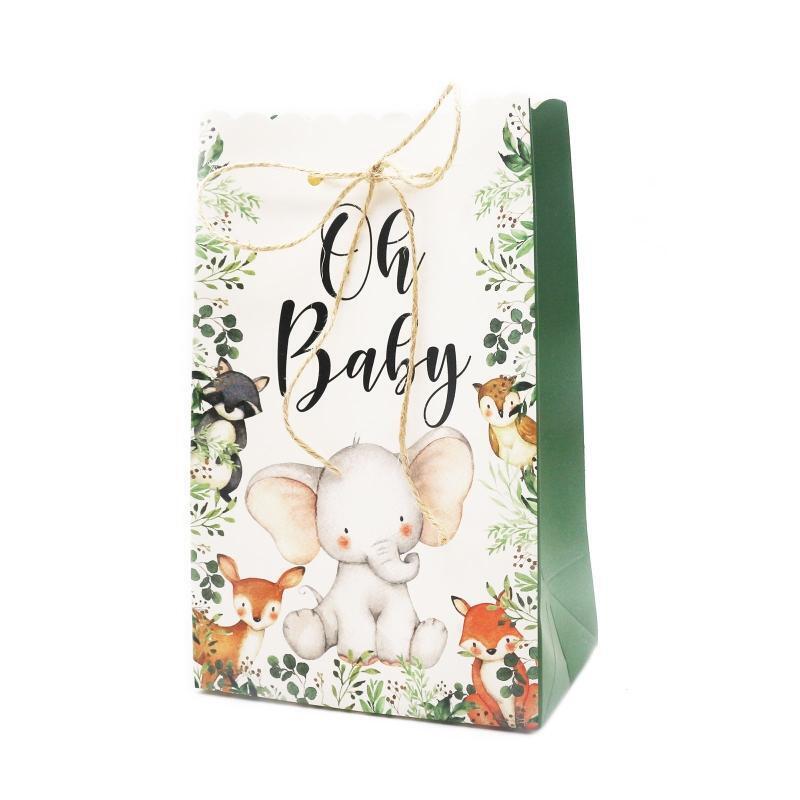 Large Gift Bags for Baby Shower (Oh Baby Print) Little Elephant Forest Theme