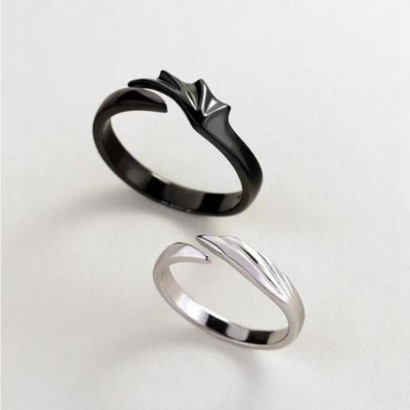 2Pcs/Set Hip Hop Angel And Devil Couple Ring Men Women Agjustable Open Ring