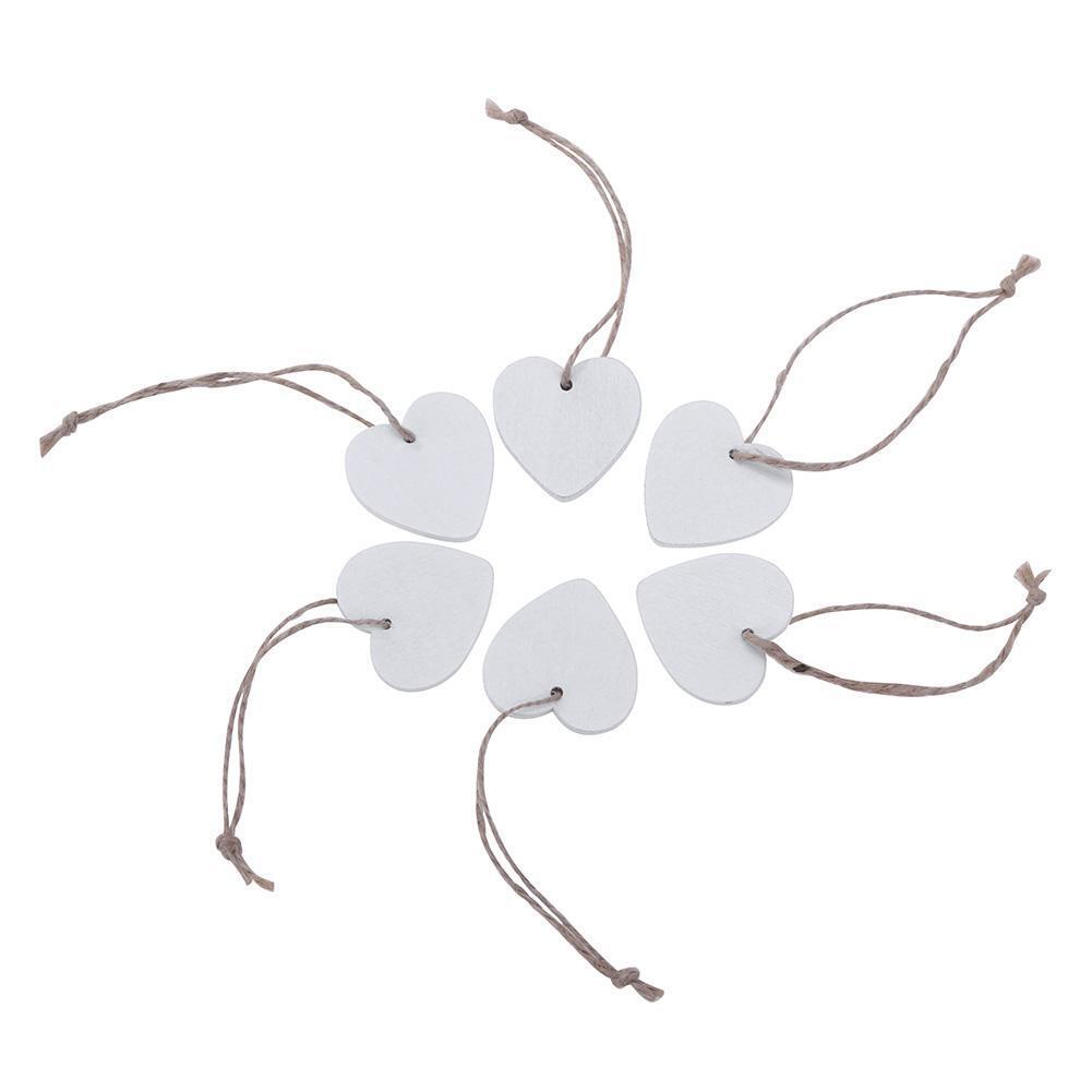 10pcs Mini Heart Wooden Pendants Ornaments Wood Craft Party Decor(White)