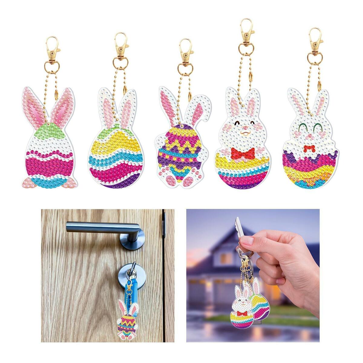 5Pcs 5D DIY  Keychain Easter for  Crystal Mosaic Making