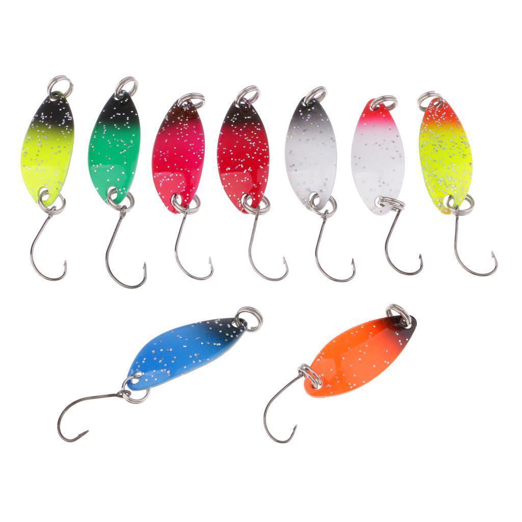 9Pcs/lot Colorful Metal Fishing Lures Spoon Spinner Baits Single Hook Tackle