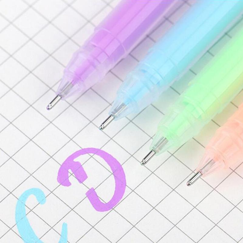 12 Colors Highlighter Pens Fluorescent Gel Pen 0.5mm Refills Stationery School