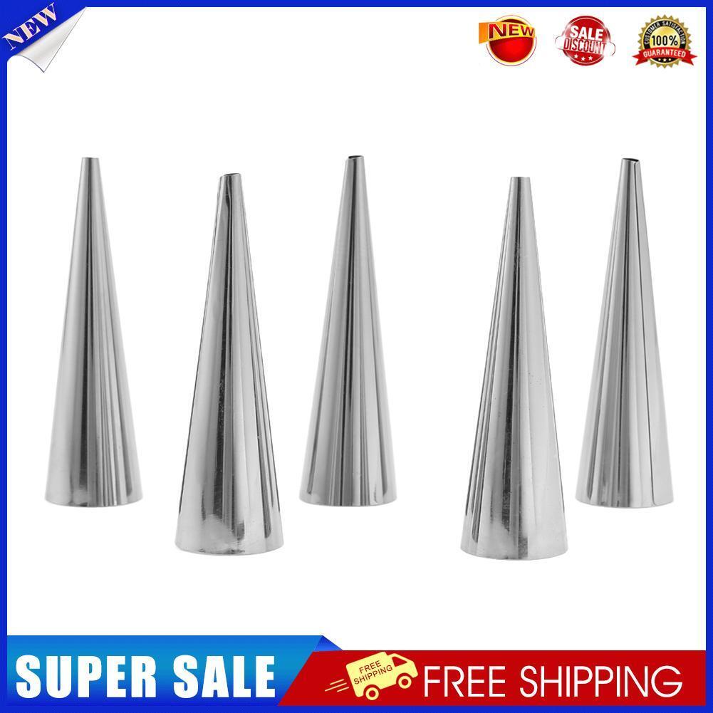 5pcs DIY Cones Stainless Steel Spiral Baked Croissants Tubes Pastry Mold(S)