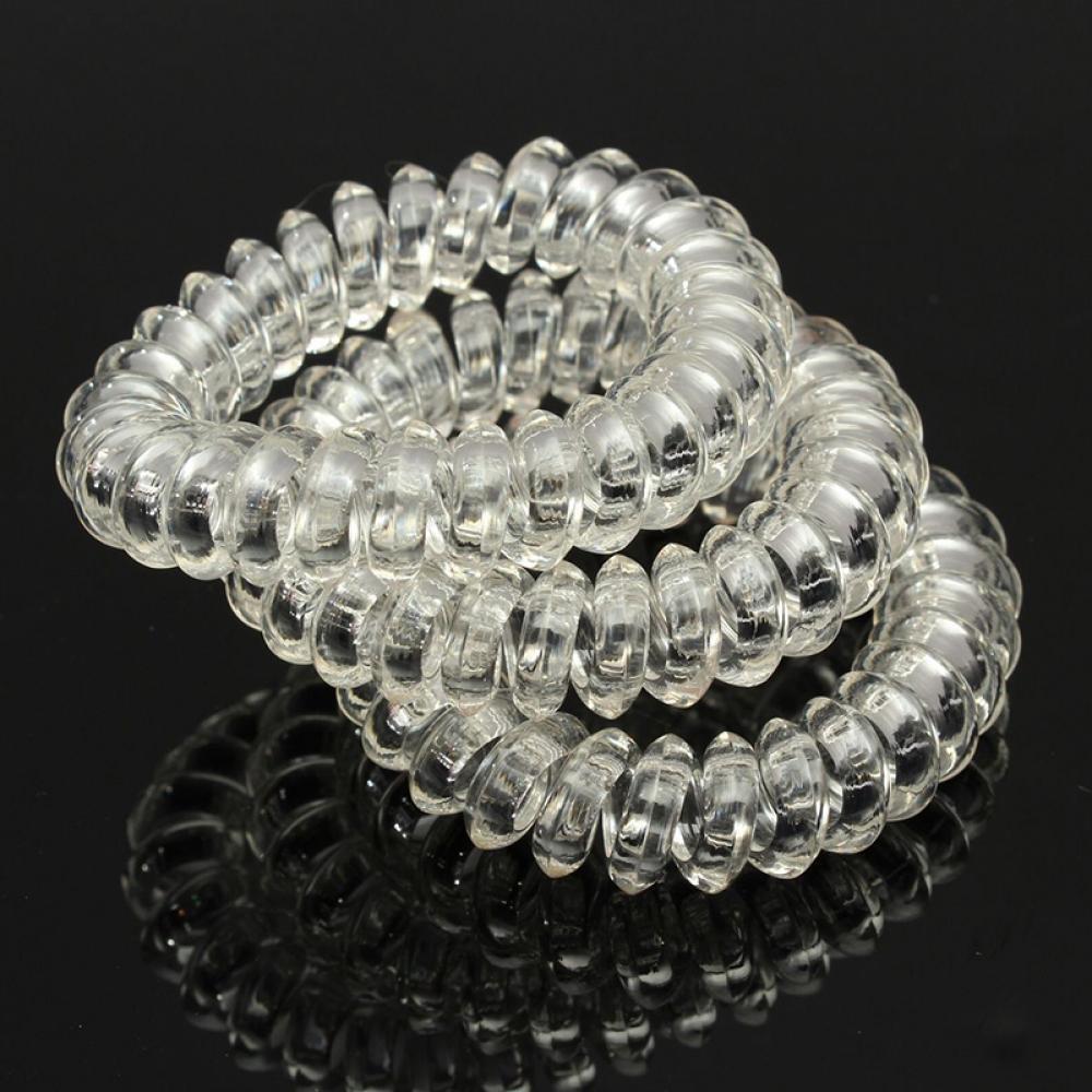 Fashion Girl Elastic Clear Ponytail Holder Rubber Wire Hair Tie Rope Hairband