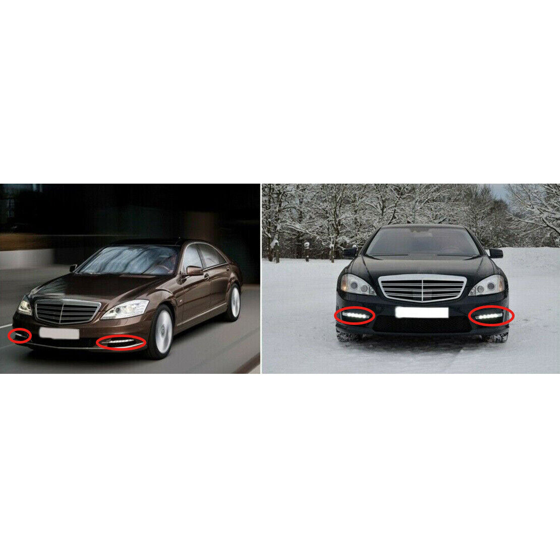 1pair Front Bumper LED DRL Fog Light Fit For Mercedes Benz S W221 S350 S400 S600