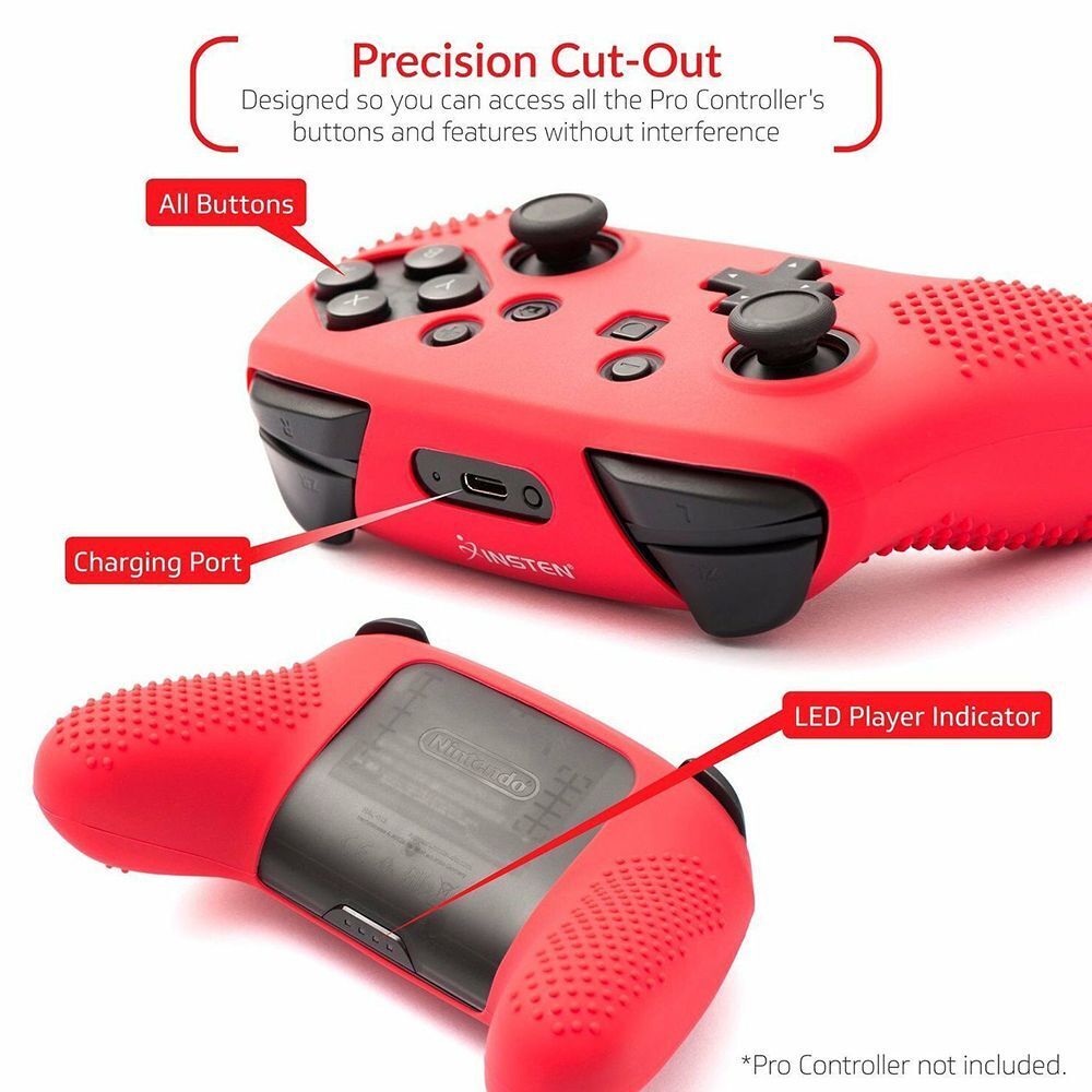 Grip Controller Protective Case Cover Silicone Skin For Nintendo Switch Pro