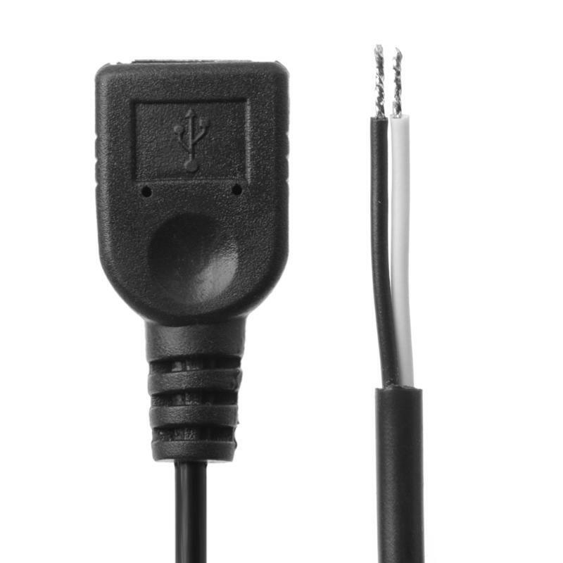 1Pc USB 2.0 Female Jack 2 Pin 2 Wire Power Charge Cable Cord Connector DIY 30cm