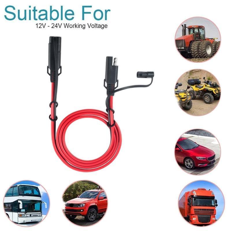 Auto Extension Cord Cable Connector Solar Battery Plug Wire SAE to SAE Harness