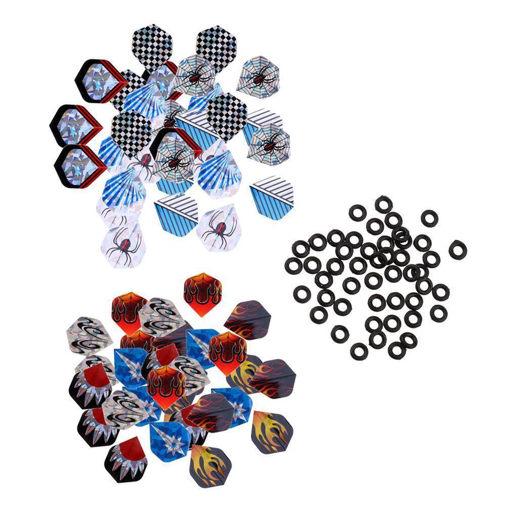 60Pcs Standard   Flights Plus 100Pcs Shaft O-Rings Washers Gasket Grommet