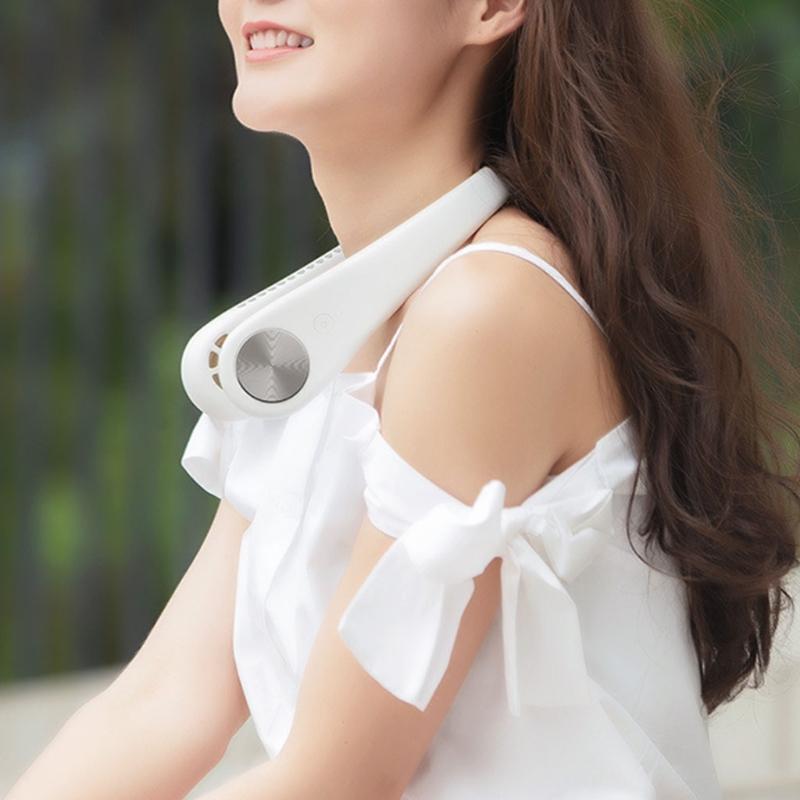 Creative Bladeless Necklace Fan Portable Hanging Neck Fan USB Charging Cooler