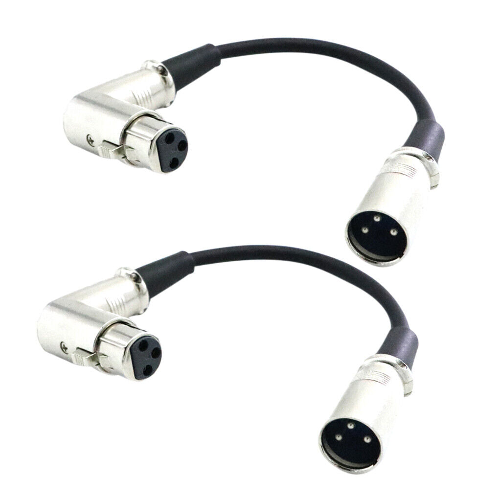 2 Pieces 3' XLR Right Angle  Fe to Straight  Patch Cable