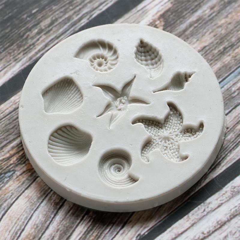 Silicone Material Fondant Moulds Starfish Conch Seashell Shapes for DIY Baking