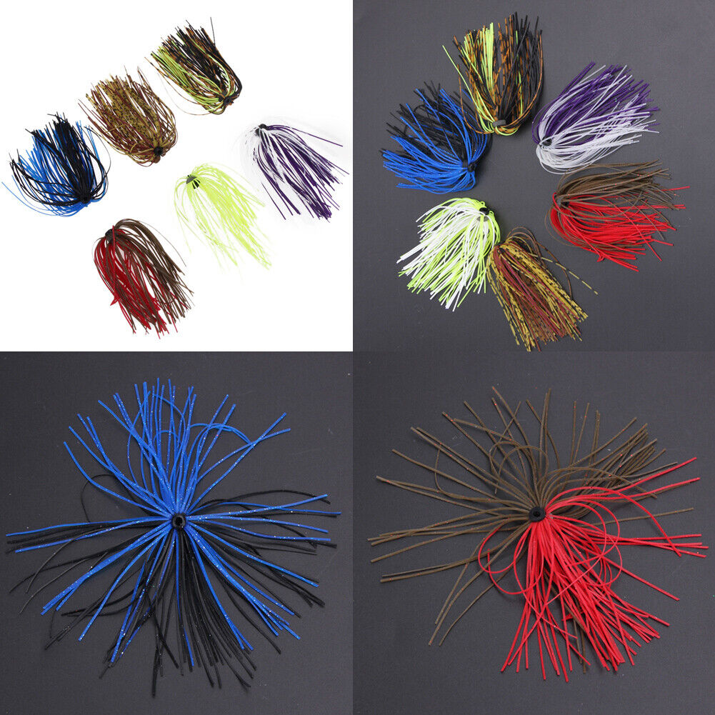 6 Bundles Silicone Skirts DIY Salty Rubber Jig Lures Squid Fishing Bait