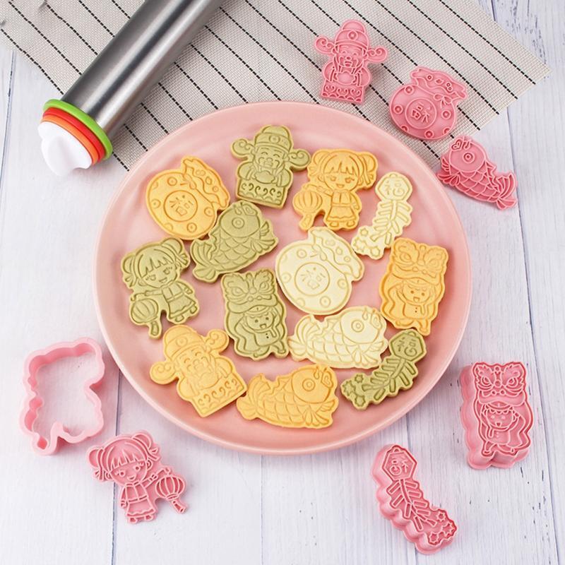 Set of 6 Spring Festival Style Cookie Cutters Set Cookie Dessert Biscuit Cutters