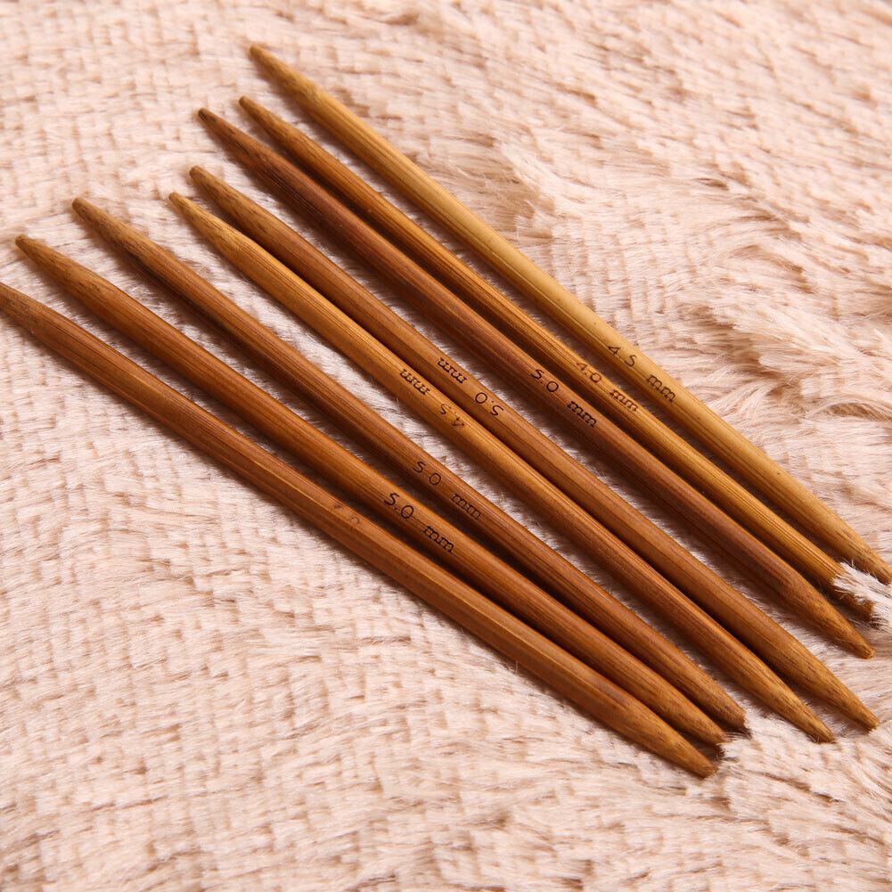 55Pcs 11sizes 5'' 13cm Double Pointed Carbonized Bamboo Knitting Needles