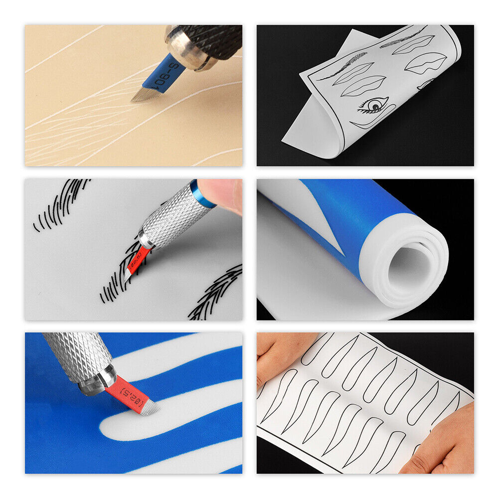 6pcs Set Tattoo Practice Skin Permanent Makeup Eyebrows Beginner Training