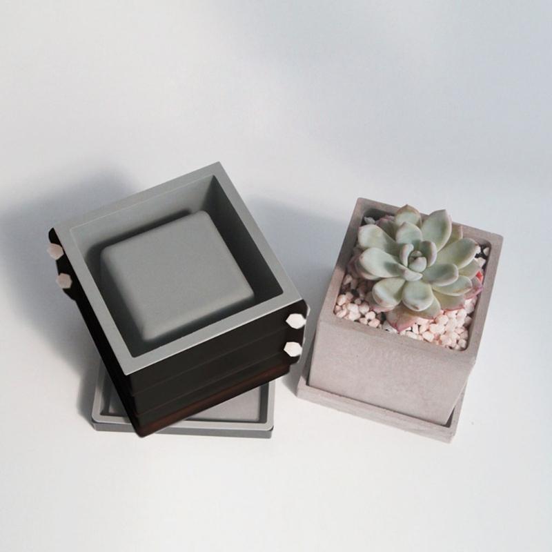 10cm Square Double-layer Flower Pot Mould + Double-layer Tray Mould Set