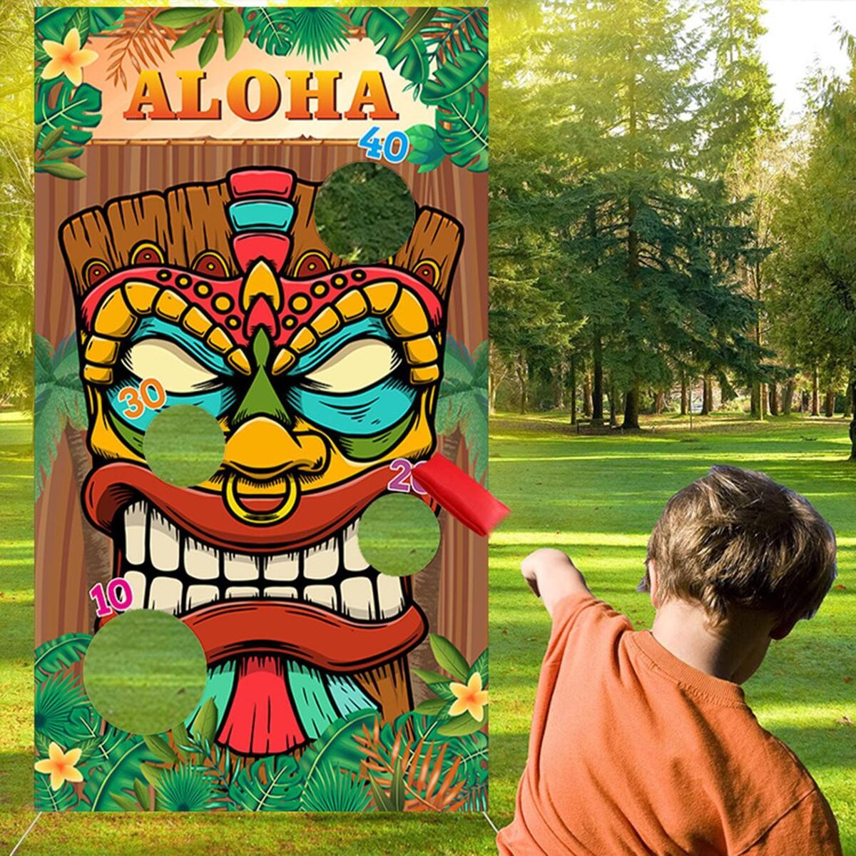 Hawaiian Aloha Toss Game Sandbag Banner for Parties Birthday Gift Children