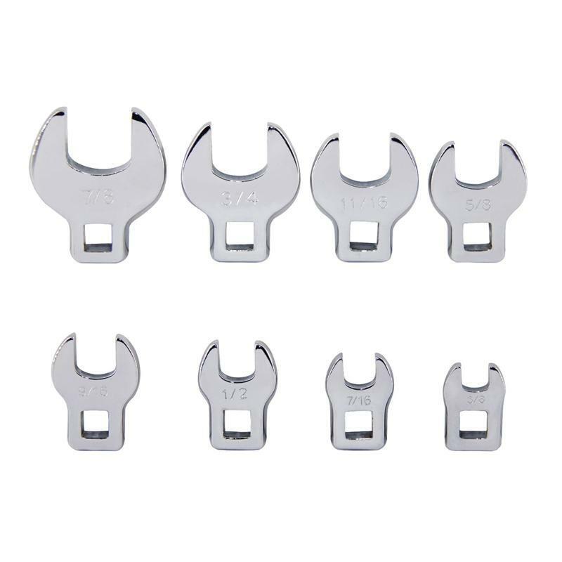 3/8 Drive Crowfoot Wrench Set 8 Pcs Carbon Steel Metric Repair Tool 10-22mm
