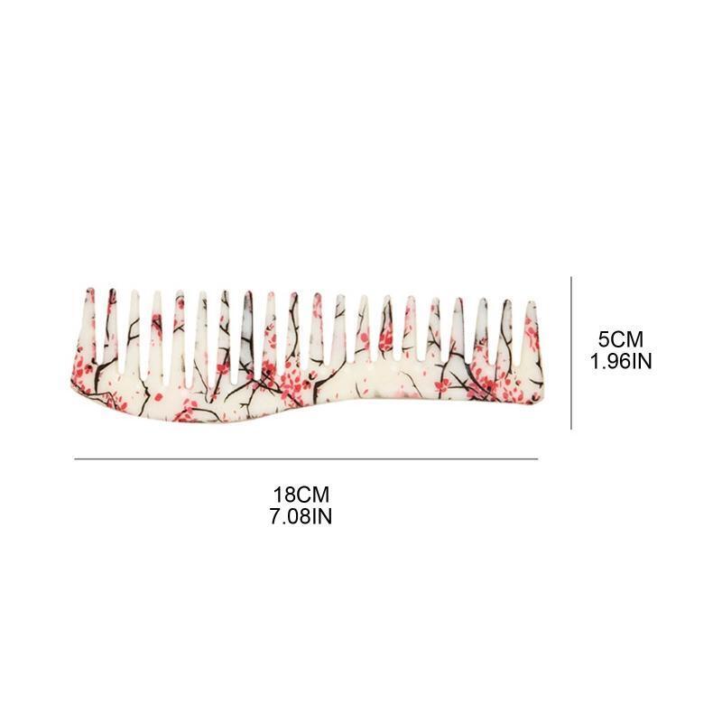 Flower Print Wide Tooth Comb Anti Static for Women Men Thick Wavy Curly Hair