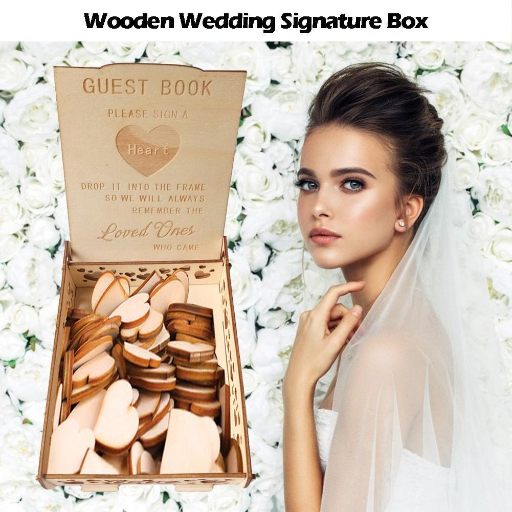 Wedding Signature Hearts Drop Box Rustic Sweet Guestbook Decor (JM01634)