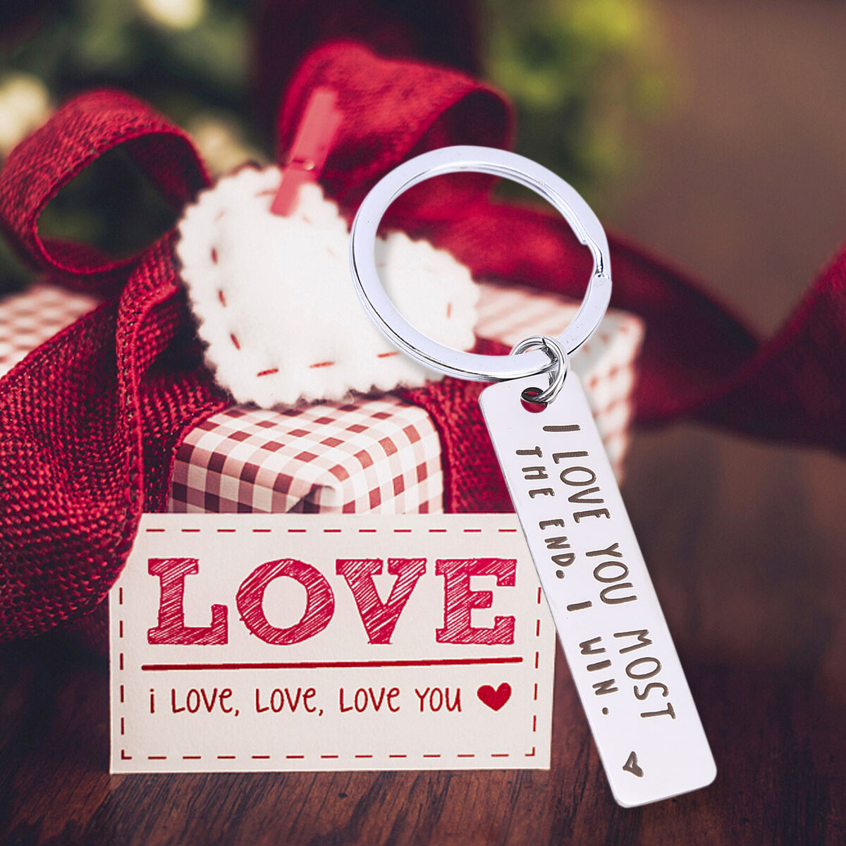 Couple Keychains - I Love You Most The End I Win Cute Friendship Keyring