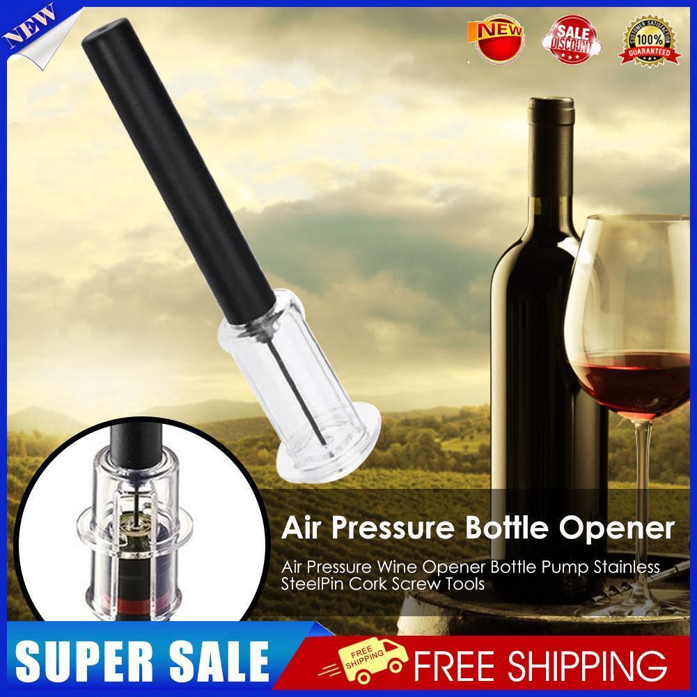 Air Pressure Wine Opener Bottle Pump Stainless Steel Pin Cork Screw Tools