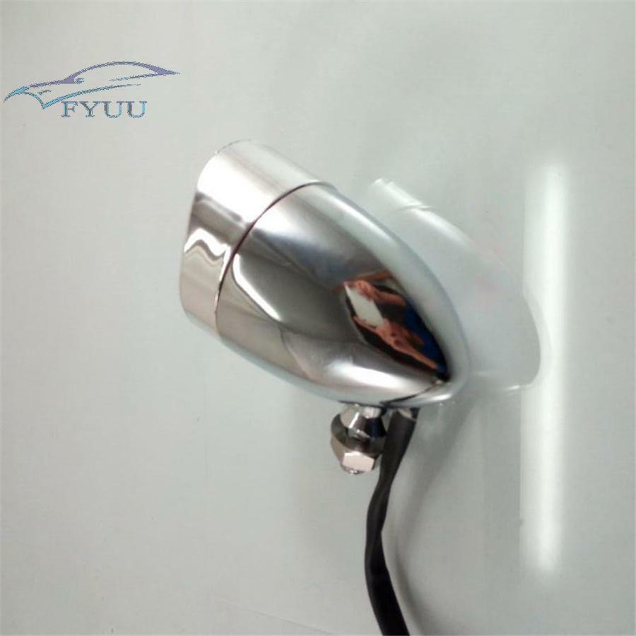 Tail Brake Light 12V Chrome Bullet Red Rear Stop Brake Metal Body Warning Lamp