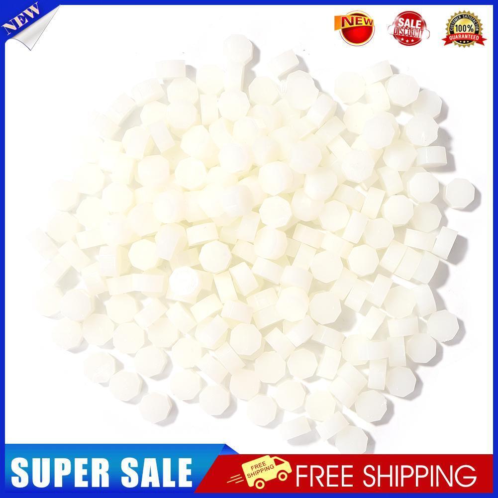 100pcs Octagon Sealing Wax Beads Seal Stamp Wax Pills White (Transparent)