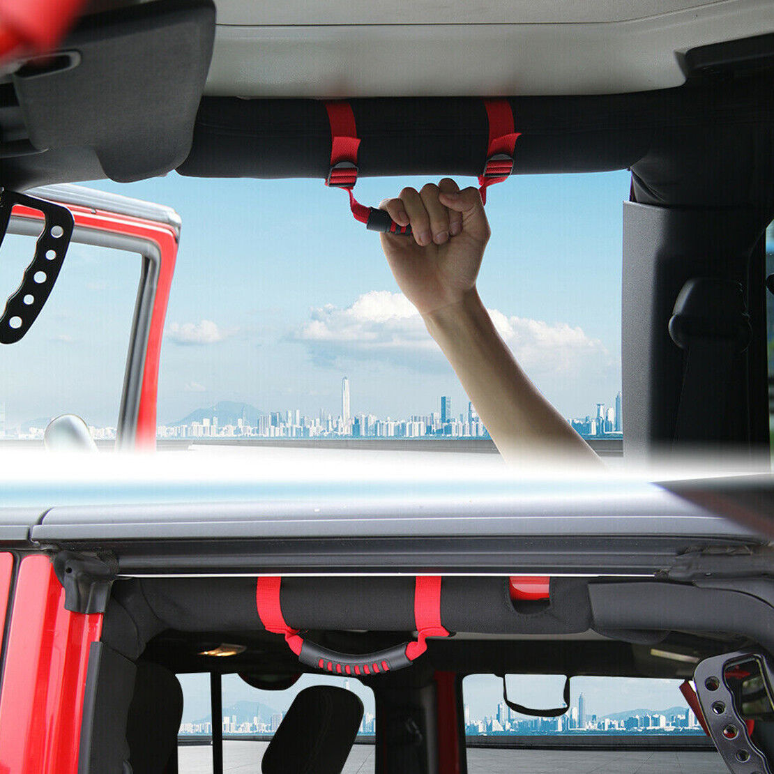 1pcs Red Roll Bar Grab Handle Grip Handle fit for Jeep Wrangler CJ YJ TJ JK JL