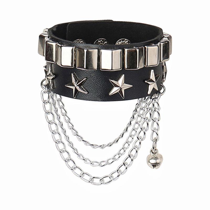 Gothic Rive Buckle Gothic Bracelet PU Leather Bracelet Spikes for Men Woman