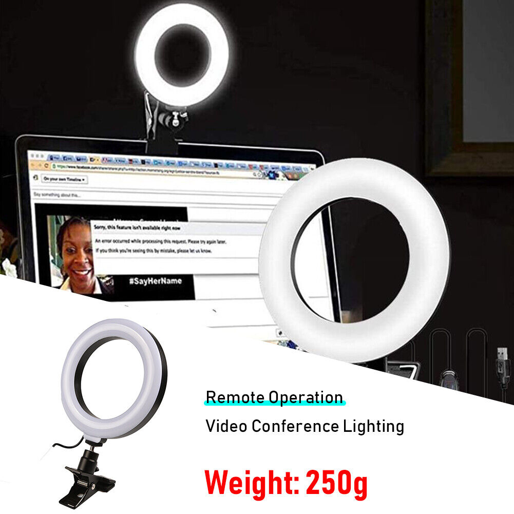 Video Conference Lighting Kit Clip on 6 inch Ring Light for Laptop Monitor