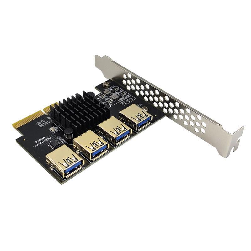 Graphics PCI-E 4X to 16X Adapter Board Extension PCIE 1 to 4 USB3.0 Adapter Card