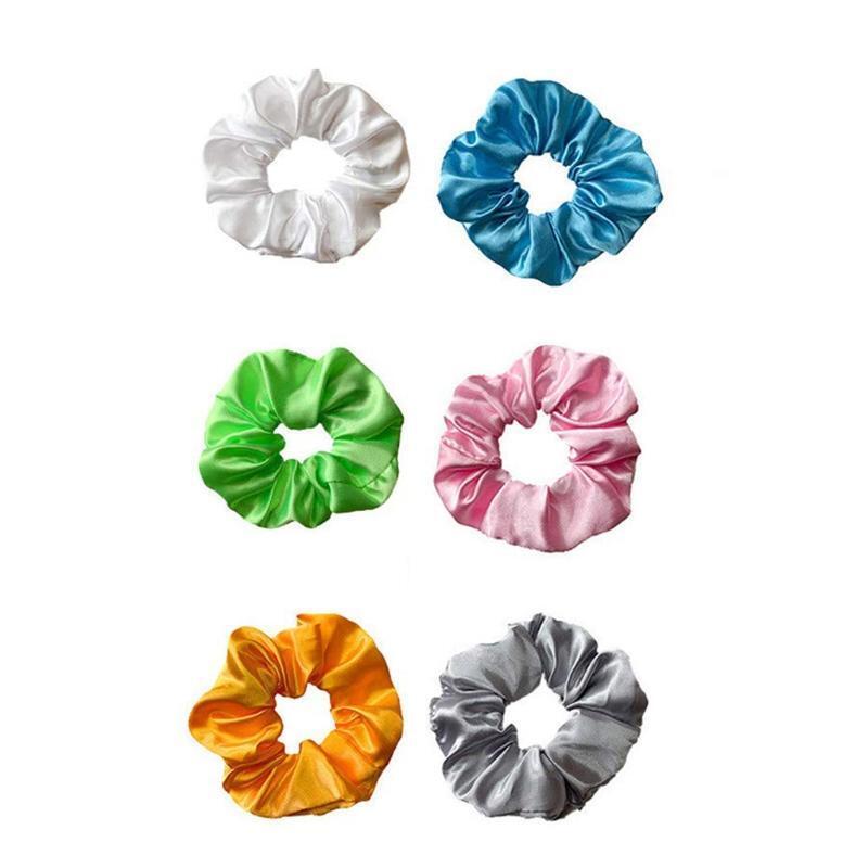 6Pcs LED Light Up Hair Scrunchies Luminous Satin Hair Tie Band Ponytail Holder