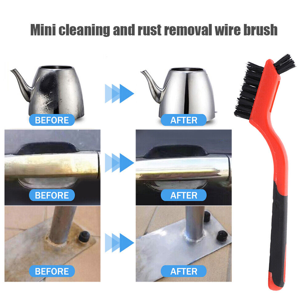 3pcs Wire Brush 7 inch Mini Micro Rust Paint Remover Scrubbing Brushes Red
