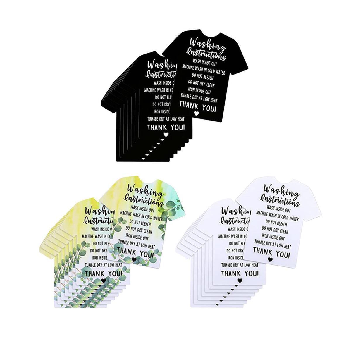 150Pcs T Shirt Washing Instructions Cards 3.5inch Shirt Care Cleaning Card
