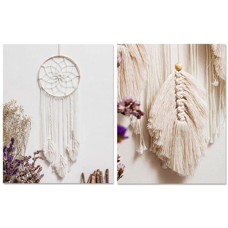 Bamboo Ring Dream Catcher Cotton Woven Tapestry Bohemian Wall Hanging Pendant