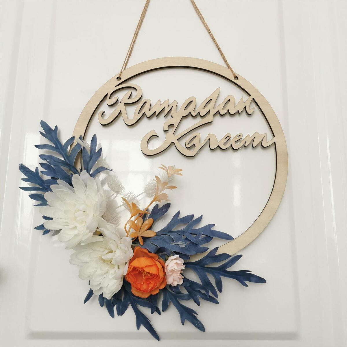 Eid Ramadan Wreaths  Signs Decorative for Celebration Window Farmhouse