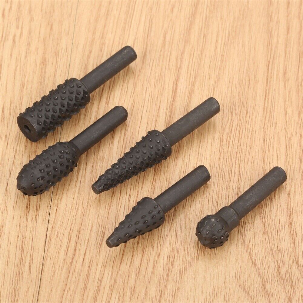 Hot 5x Rotary Burr Set Wood Carving File Rasp Power Drill Bits High-Carbon Steel