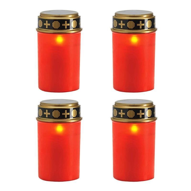 4 Pcs LED Candle Lamp Memorial Candle Lights for Ritual, LED Grave Candles Light