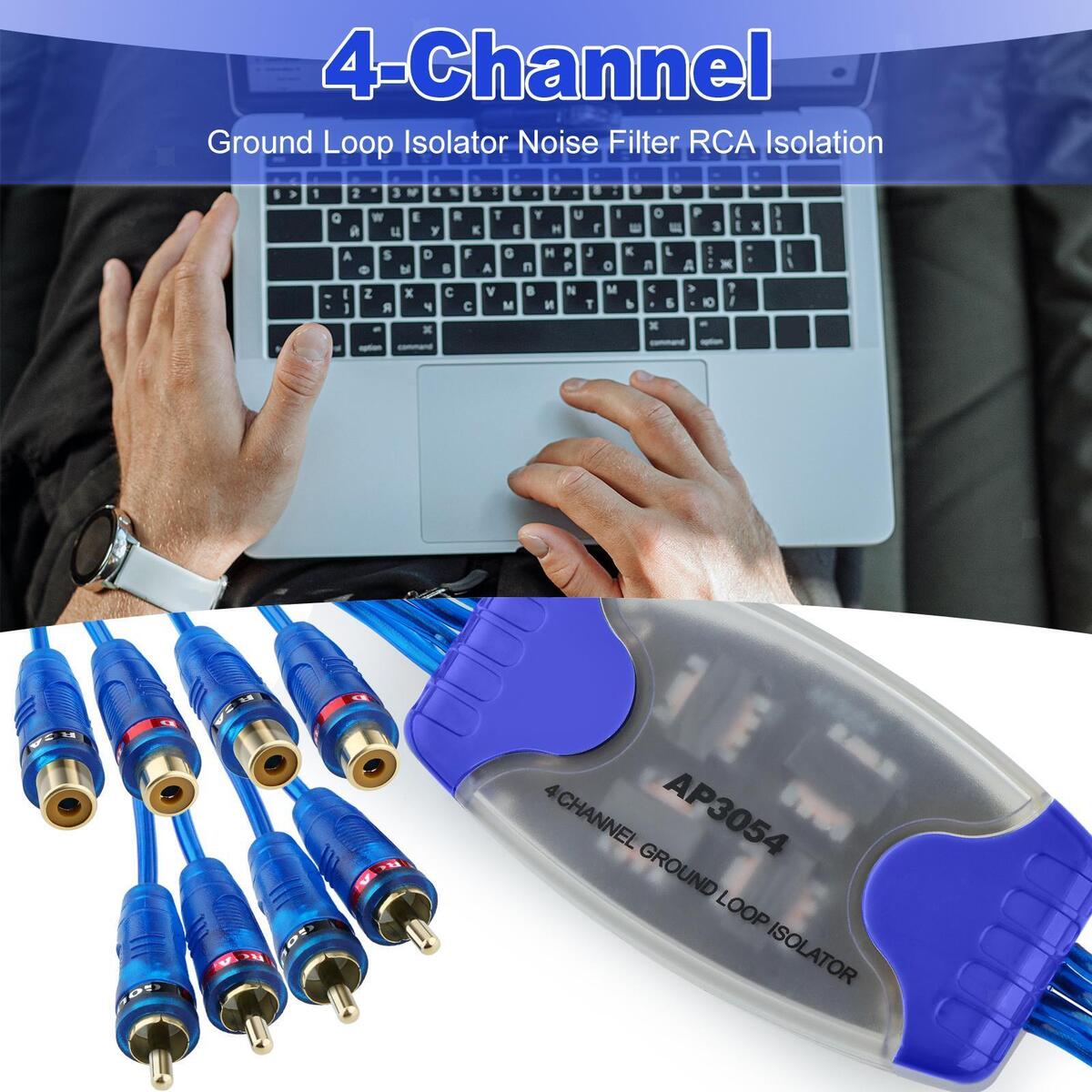 4Channel Audio 4RCA to 4RCA Ground Loop Isolator Noise Audio Filter Stereo