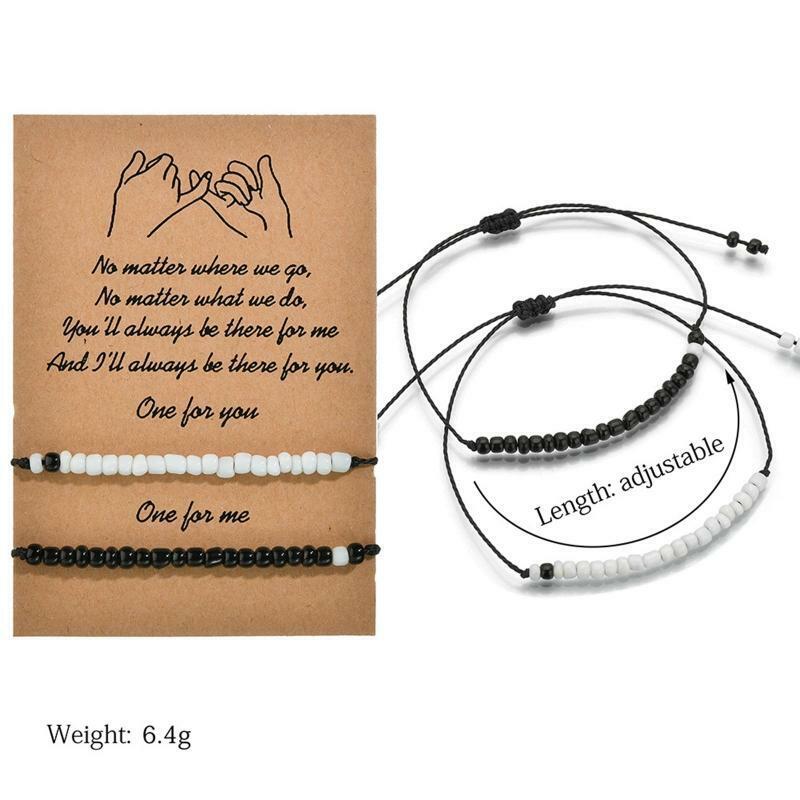 2Pieces/Set Pinky Promise Bracelet Beads Chain Bracelet for Couples Friends